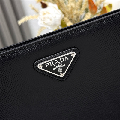 Prada Saffiano Leather Document Clutch/Pouch Black 2VN003