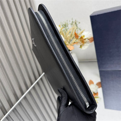 Prada Saffiano Leather Document Clutch/Pouch Black 2VN003