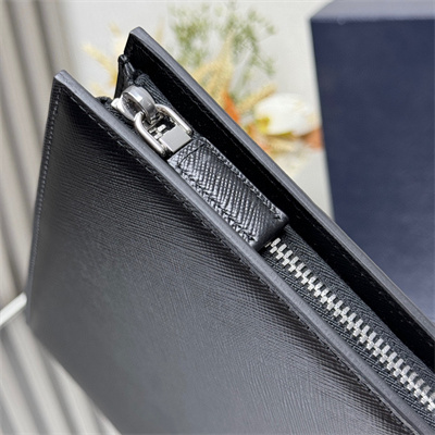 Prada Saffiano Leather Document Clutch/Pouch Black 2VN003
