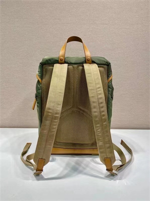 Prada Re-Nylon and leather backpack Military/Caramel 2VZ135