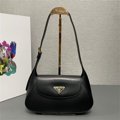 Prada Small leather shoulder bag Black 1BD358