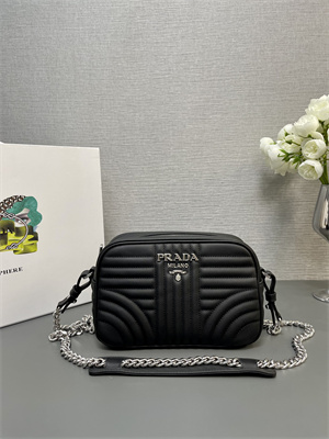 Prada Calfskin Diagramme Shoulder Bag Black 1BH083