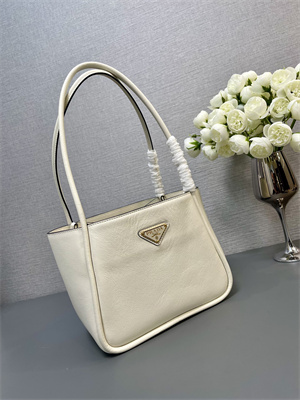 Prada Leather mini tote bag White 1BG539