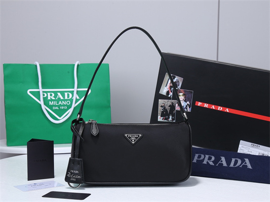 Prada Re-Edition 2005 Nylon And Saffiano Leather Mini Bag In Black 1NE633