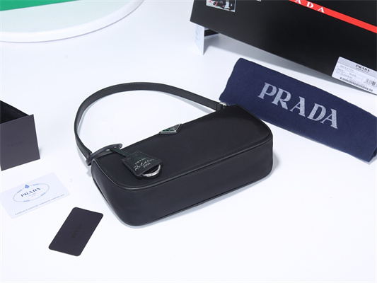 Prada Re-Edition 2005 Nylon And Saffiano Leather Mini Bag In Black 1NE633