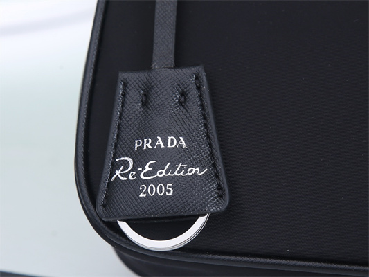 Prada Re-Edition 2005 Nylon And Saffiano Leather Mini Bag In Black 1NE633