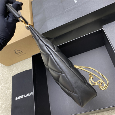 Y.S.L Sade HOBO BAG In Quilted Lambskin Black