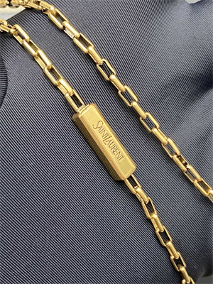 Y.S.L Liane Calfskin Leather Chain Shoulder Bag Black