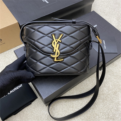 Y.S.L June Box Bag In Quilted Lambskin Black Gold Tone Metal