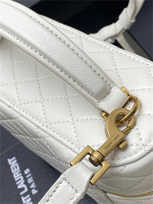 Y.S.L Vanity Case In Quilted Lambskin White