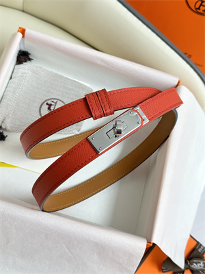 Hermes Kelly 18 Belt Epsom Leather Silver Gold Hardware Watermelon Red