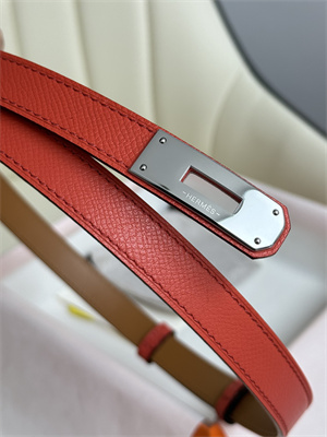 Hermes Kelly 18 Belt Epsom Leather Silver Gold Hardware Watermelon Red