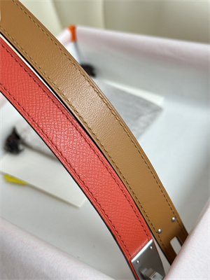 Hermes Kelly 18 Belt Epsom Leather Silver Gold Hardware Watermelon Red