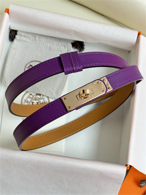 Hermes Kelly 18 Belt Epsom Leather Rose Gold Hardware Purple