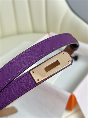 Hermes Kelly 18 Belt Epsom Leather Rose Gold Hardware Purple
