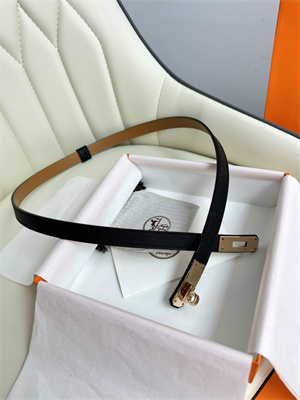 Hermes Kelly 18 Belt Epsom Leather Rose Gold Hardware Black
