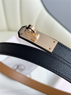 Hermes Kelly 18 Belt Epsom Leather Rose Gold Hardware Black