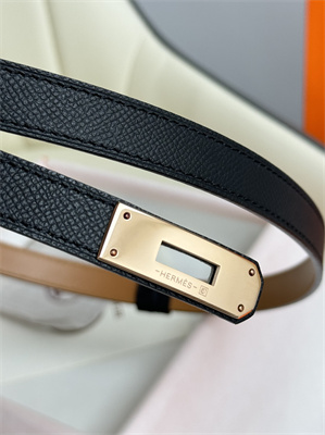Hermes Kelly 18 Belt Epsom Leather Rose Gold Hardware Black