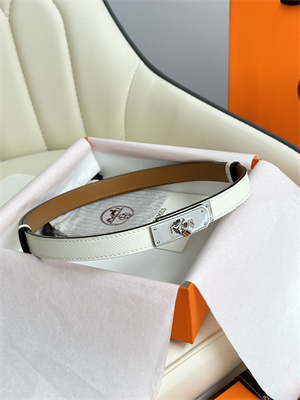 Hermes Kelly 18 Belt Epsom Leather Silver Hardware White