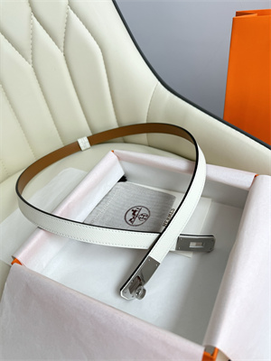 Hermes Kelly 18 Belt Epsom Leather Silver Hardware White