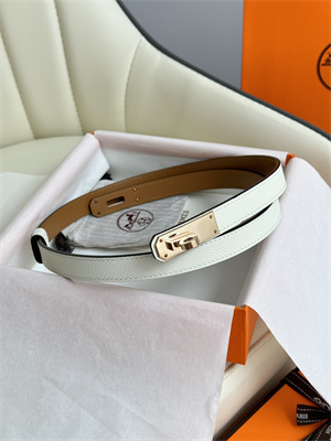 Hermes Kelly 18 Belt Epsom Leather Rose Gold Hardware White