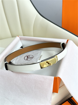 Hermes Kelly 18 Belt Epsom Leather Gold Hardware White
