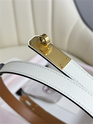 Hermes Kelly 18 Belt Epsom Leather Gold Hardware White