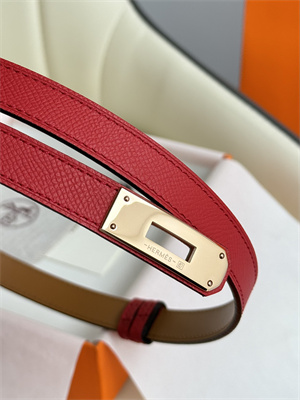 Hermes Kelly 18 Belt Epsom Leather Rose Gold Hardware Red