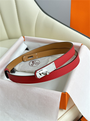Hermes Kelly 18 Belt Epsom Leather Silver Hardware Red