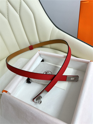 Hermes Kelly 18 Belt Epsom Leather Silver Hardware Red