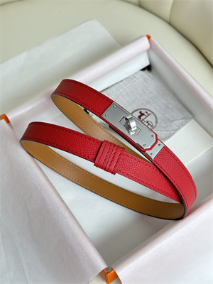 Hermes Kelly 18 Belt Epsom Leather Silver Hardware Red