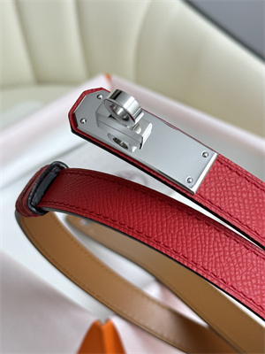 Hermes Kelly 18 Belt Epsom Leather Silver Hardware Red