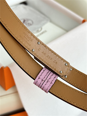 Hermes Kelly 18 Belt Epsom Leather Silver Hardware Peach Pink