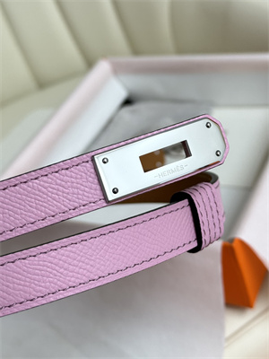Hermes Kelly 18 Belt Epsom Leather Silver Hardware Peach Pink