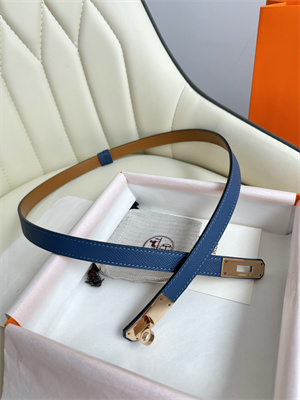 Hermes Kelly 18 Belt Epsom Leather Rose Gold Hardware Blue