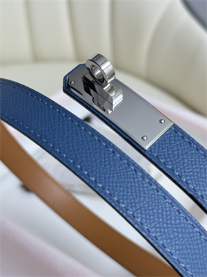 Hermes Kelly 18 Belt Epsom Leather Silver Hardware Blue