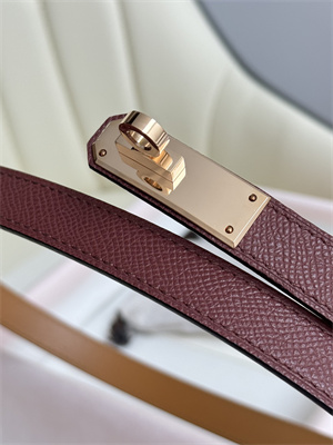 Hermes Kelly 18 Belt Epsom Leather Rose Gold Hardware Burgundy