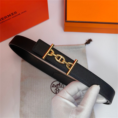 Hermes Lagune belt buckle & Herm??s sur Mer reversible Epsom leather strap Gold Hardware strap 25MM Black