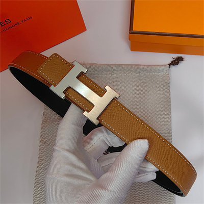 Hermes H belt buckle & Reversible Epsom leather strap 25 mm Silver Hardware Brown/Black
