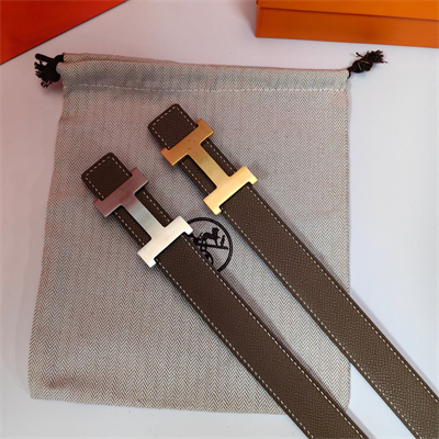 Hermes Mini Constance belt buckle & Reversible leather strap 25 mm Gold Hardware Etoupe/Black