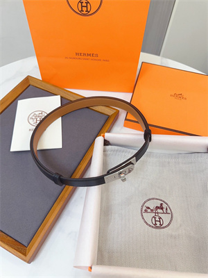 Hermes Kelly 18 Belt Cowhide Silver Hardware Black/Brown