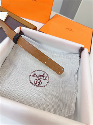 Hermes Kelly 18 Belt Cowhide Silver Hardware Black/Brown