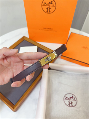 Hermes Kelly 18 Belt Cowhide Leather Gold Hardware Burgundy/Brown