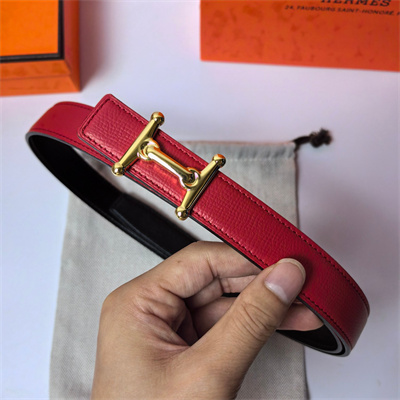 Hermes Mors H belt buckle & Reversible Epsom leather Gold hardware strap 25MM Red/Black