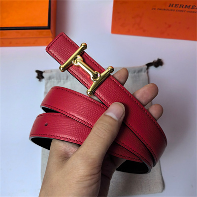 Hermes Mors H belt buckle & Reversible Epsom leather Gold hardware strap 25MM Red/Black