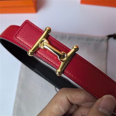 Hermes Mors H belt buckle & Reversible Epsom leather Gold hardware strap 25MM Red/Black
