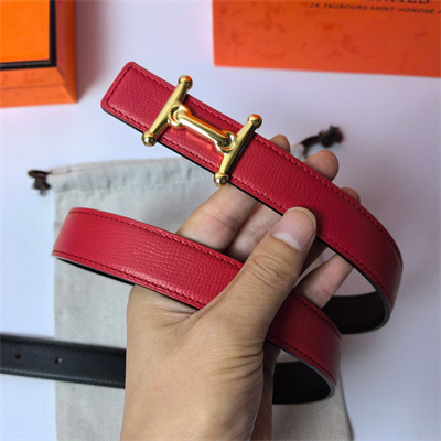 Hermes Mors H belt buckle & Reversible Epsom leather Gold hardware strap 25MM Red/Black