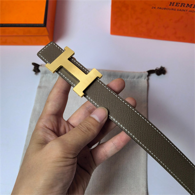 Hermes Mini Constance belt buckle & Reversible Epsom leather strap 25 mm Gold Hardware Etoupe/Black