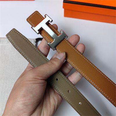 Hermes H belt buckle & Reversible  Epsom leather strap 25 mm Silver Hardware Brown/Etoupe