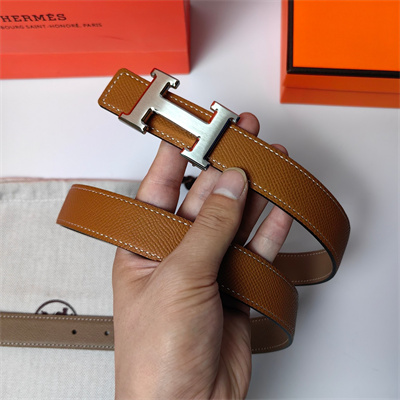 Hermes H belt buckle & Reversible  Epsom leather strap 25 mm Silver Hardware Brown/Etoupe